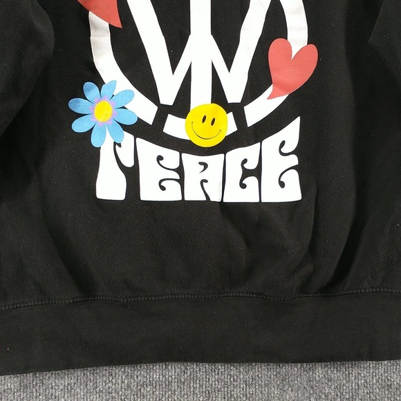 WRLDINVSN Mens World Peace Pullover Graphic Hoodie Black Medium Cotton - Picture 7 of 11